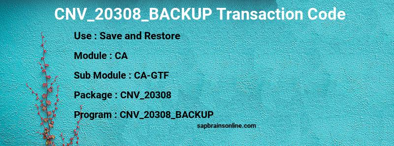 SAP CNV_20308_BACKUP transaction code