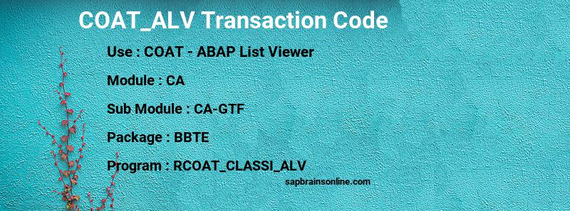 SAP COAT_ALV transaction code