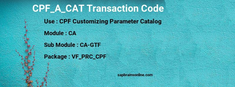 SAP CPF_A_CAT transaction code