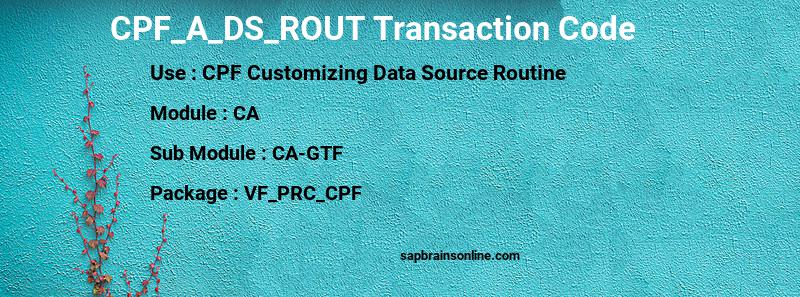 SAP CPF_A_DS_ROUT transaction code