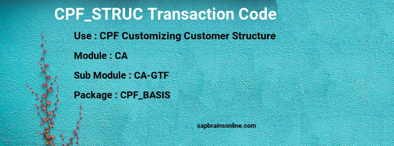 SAP CPF_STRUC transaction code