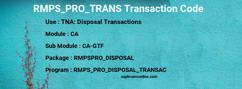 SAP RMPS_PRO_TRANS transaction code