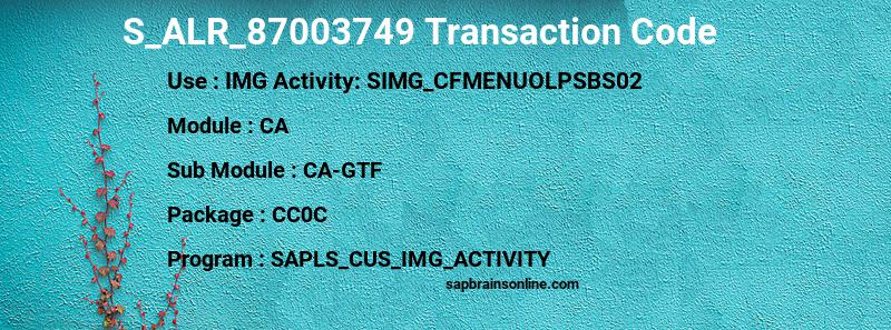 SAP S_ALR_87003749 transaction code