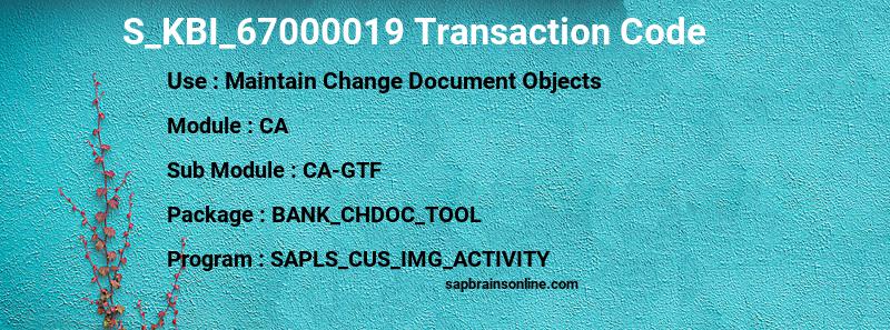 SAP S_KBI_67000019 transaction code