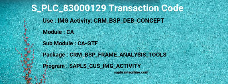 SAP S_PLC_83000129 transaction code