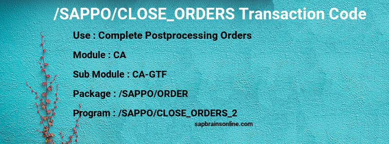SAP /SAPPO/CLOSE_ORDERS transaction code