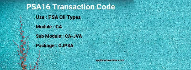 SAP PSA16 transaction code