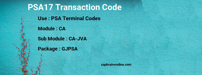 SAP PSA17 transaction code