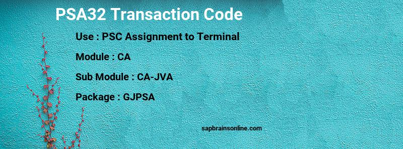 SAP PSA32 transaction code
