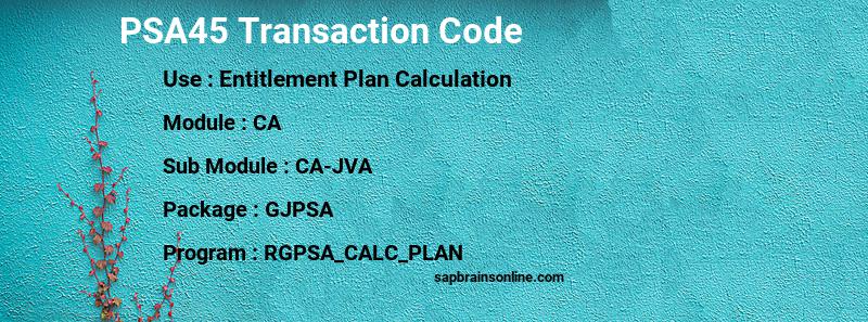 SAP PSA45 transaction code