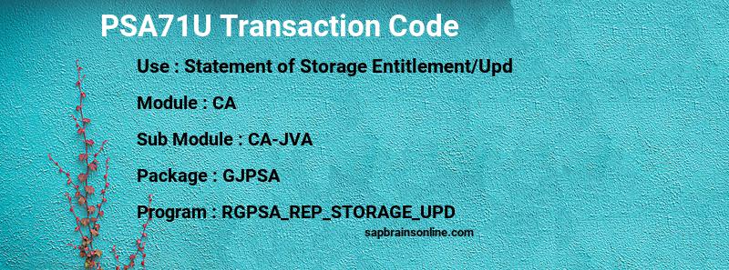 SAP PSA71U transaction code