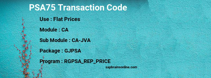 SAP PSA75 transaction code