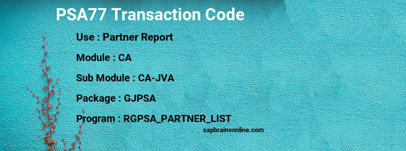 SAP PSA77 transaction code