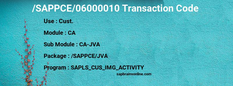 SAP /SAPPCE/06000010 transaction code