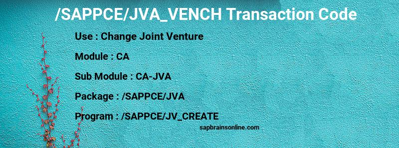 SAP /SAPPCE/JVA_VENCH transaction code