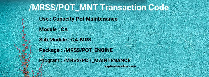 SAP /MRSS/POT_MNT transaction code