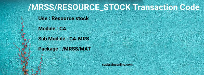 SAP /MRSS/RESOURCE_STOCK transaction code