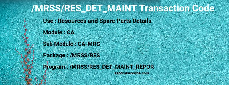SAP /MRSS/RES_DET_MAINT transaction code