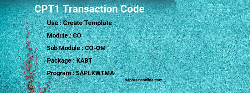 SAP CPT1 transaction code