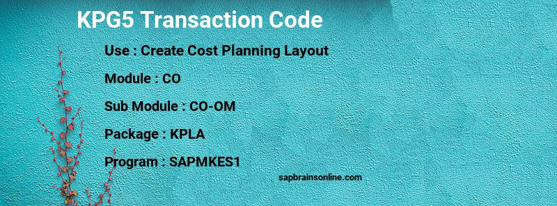 SAP KPG5 transaction code