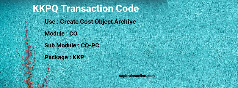 SAP KKPQ transaction code