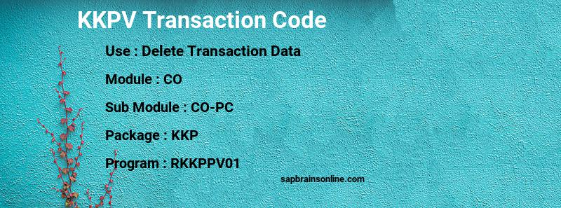 SAP KKPV transaction code