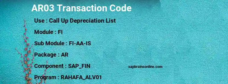 SAP AR03 transaction code