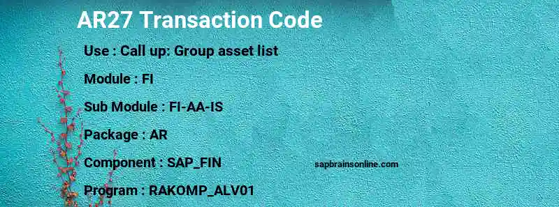 SAP AR27 transaction code