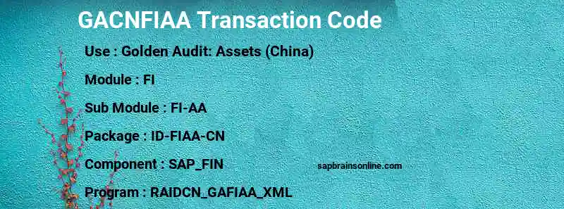 SAP GACNFIAA transaction code