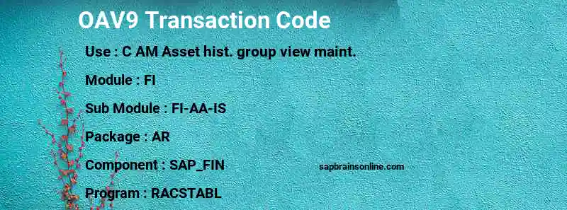 SAP OAV9 transaction code