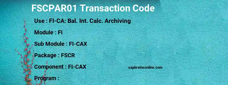 SAP FSCPAR01 transaction code