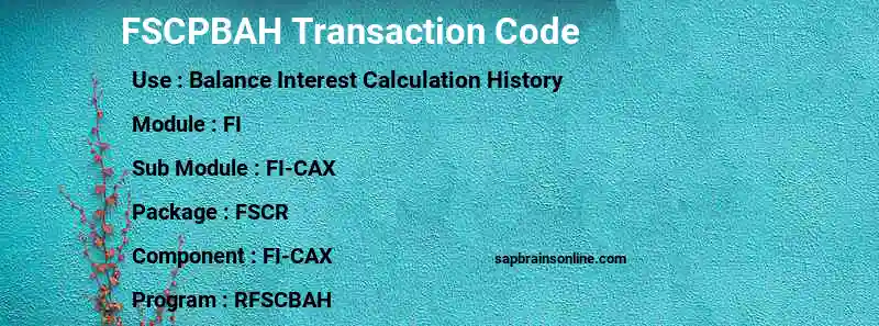 SAP FSCPBAH transaction code