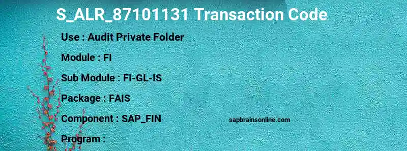 SAP S_ALR_87101131 transaction code