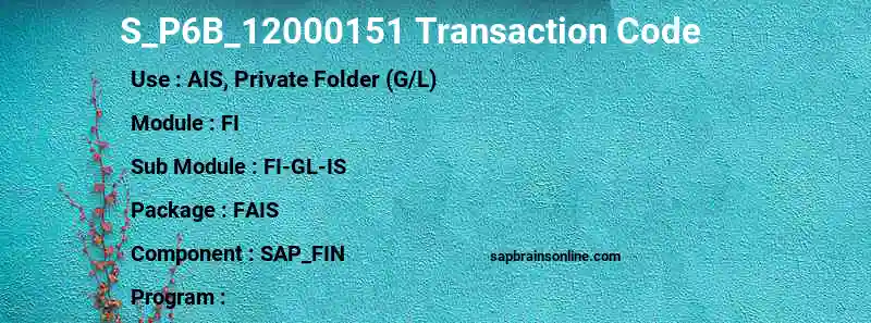SAP S_P6B_12000151 transaction code