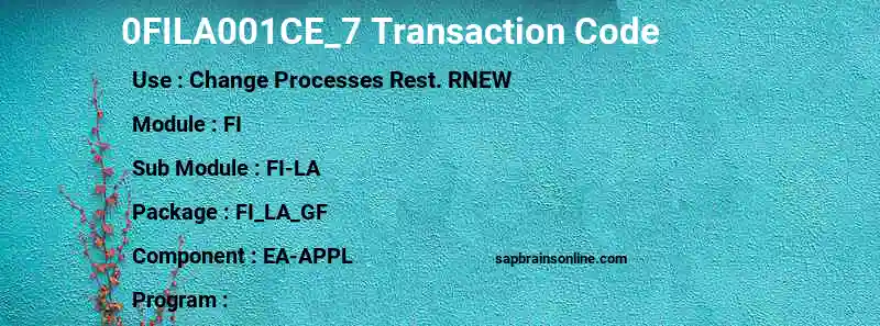 SAP 0FILA001CE_7 transaction code