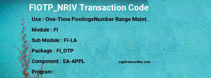 SAP FIOTP_NRIV transaction code