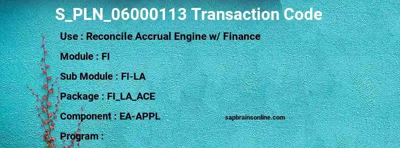 SAP S_PLN_06000113 transaction code