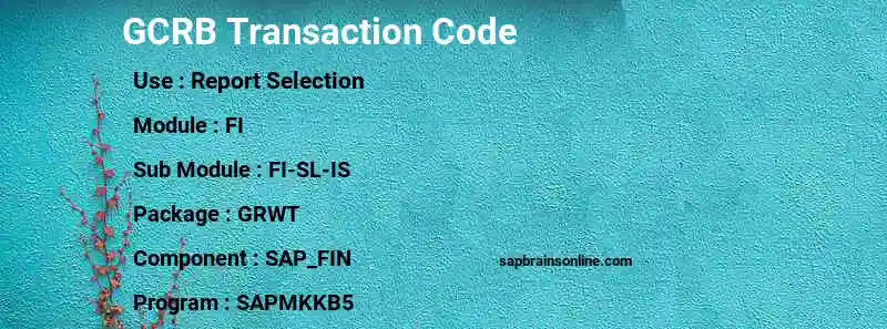 SAP GCRB transaction code