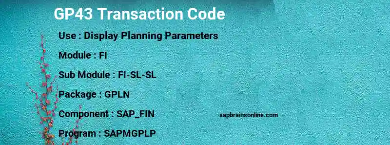 SAP GP43 transaction code
