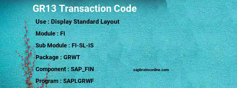 SAP GR13 transaction code