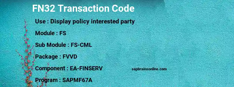 SAP FN32 transaction code