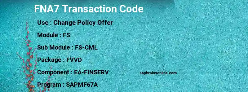 SAP FNA7 transaction code