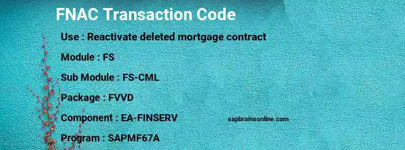 SAP FNAC transaction code