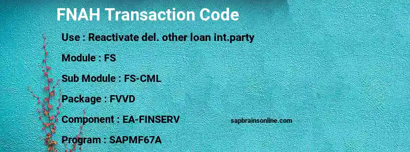 SAP FNAH transaction code