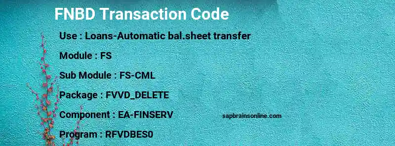 SAP FNBD transaction code