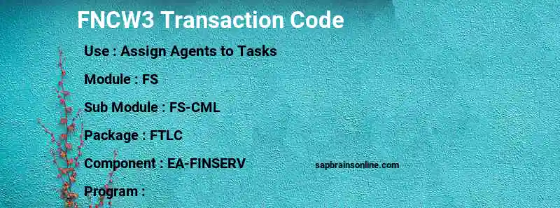 SAP FNCW3 transaction code