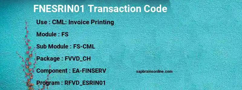 SAP FNESRIN01 transaction code