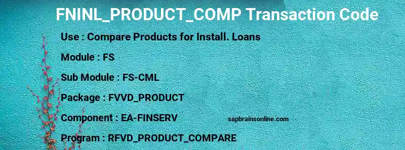 SAP FNINL_PRODUCT_COMP transaction code