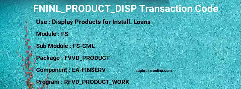 SAP FNINL_PRODUCT_DISP transaction code