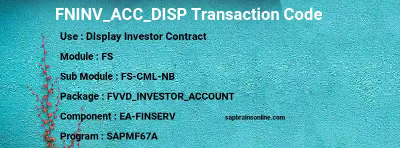 SAP FNINV_ACC_DISP transaction code